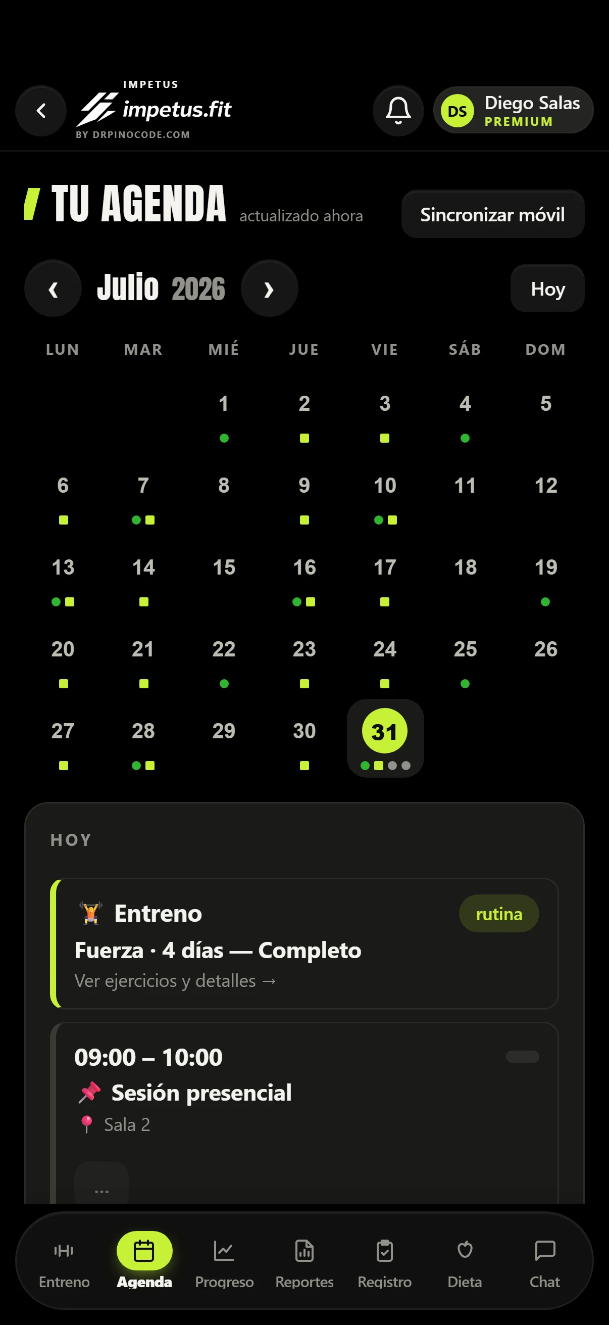 Agenda del atleta en español