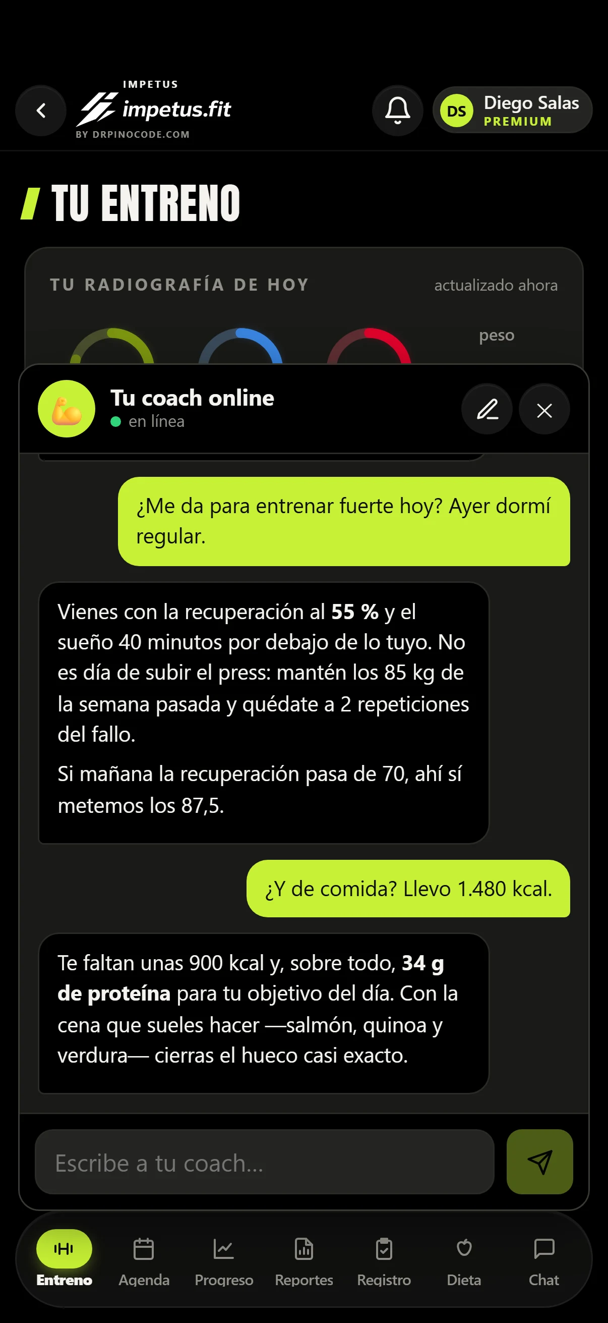 Conversación con el coach IA