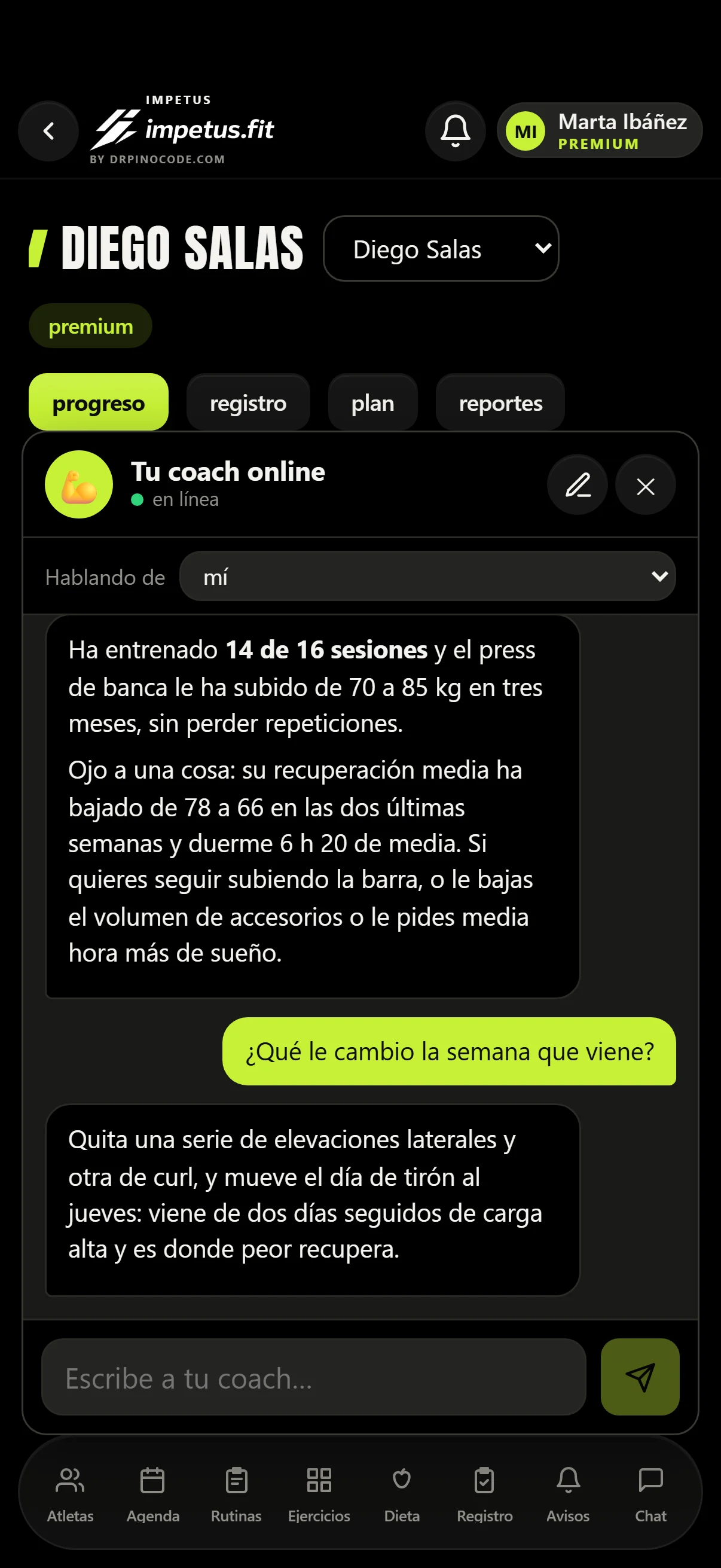Coach inteligente de impetus.fit