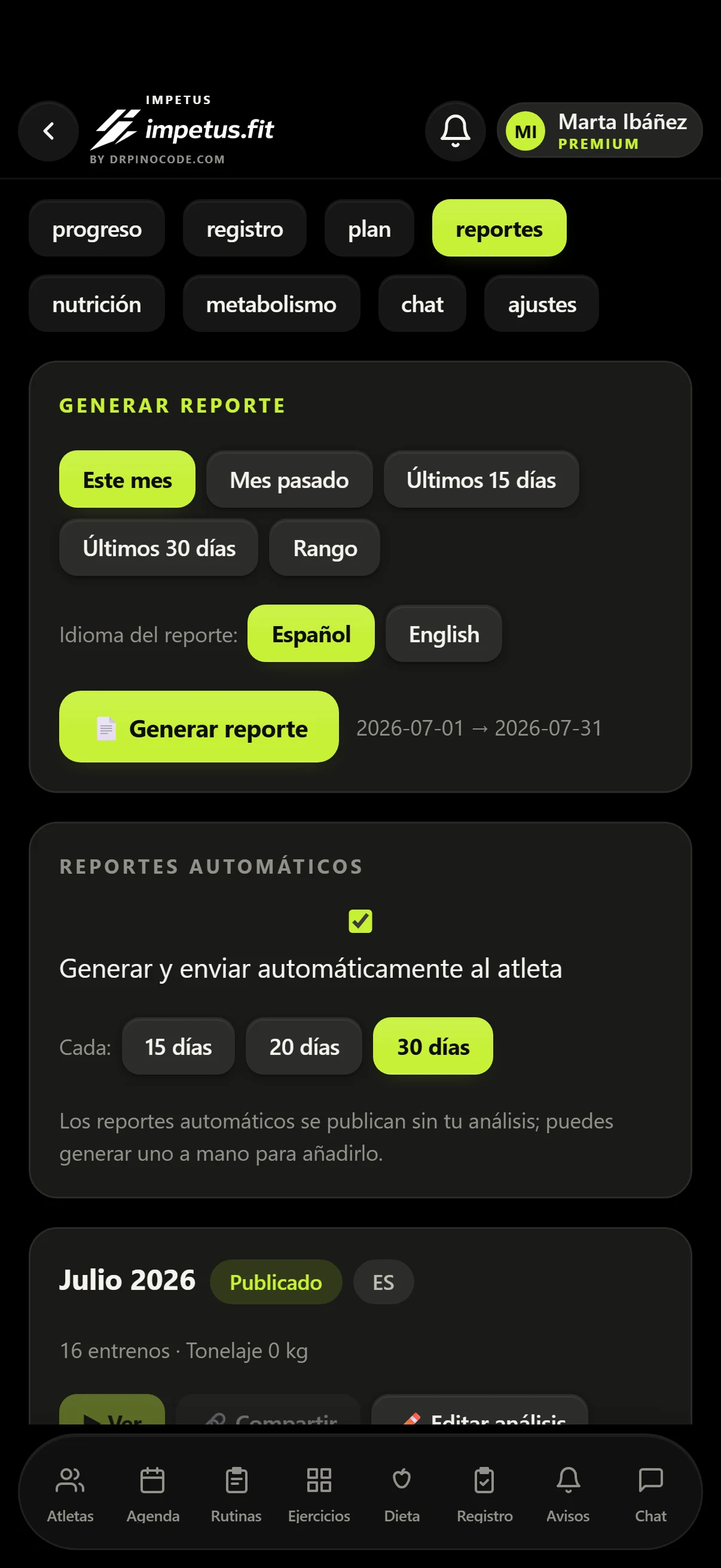 Reportes automáticos